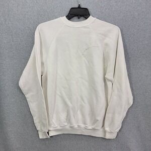 Vintage Hanes Pullover Sweater Mens XL white No Graphic Blank Plain USA Crew